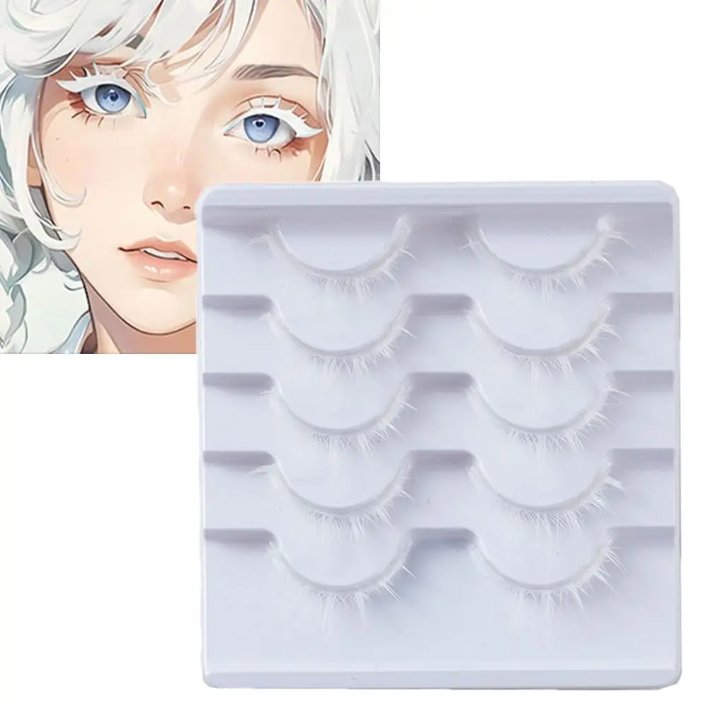 Hot White White Anime Eyelashes Japanese Style 3D 3D Upper Lashes Manga Spiky Manga Lashes for Halloween Party Stage Masquerade