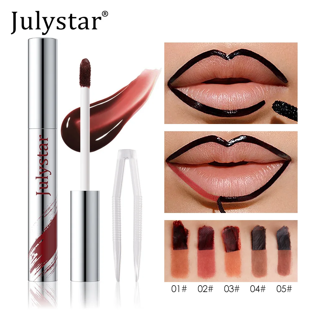 Instant Peel-off Lip Liner Stain Tattoo Lip Gloss Waterproof Tear-off Matte Lips Tint Red Brown Contour Stain Lipstick Makeup