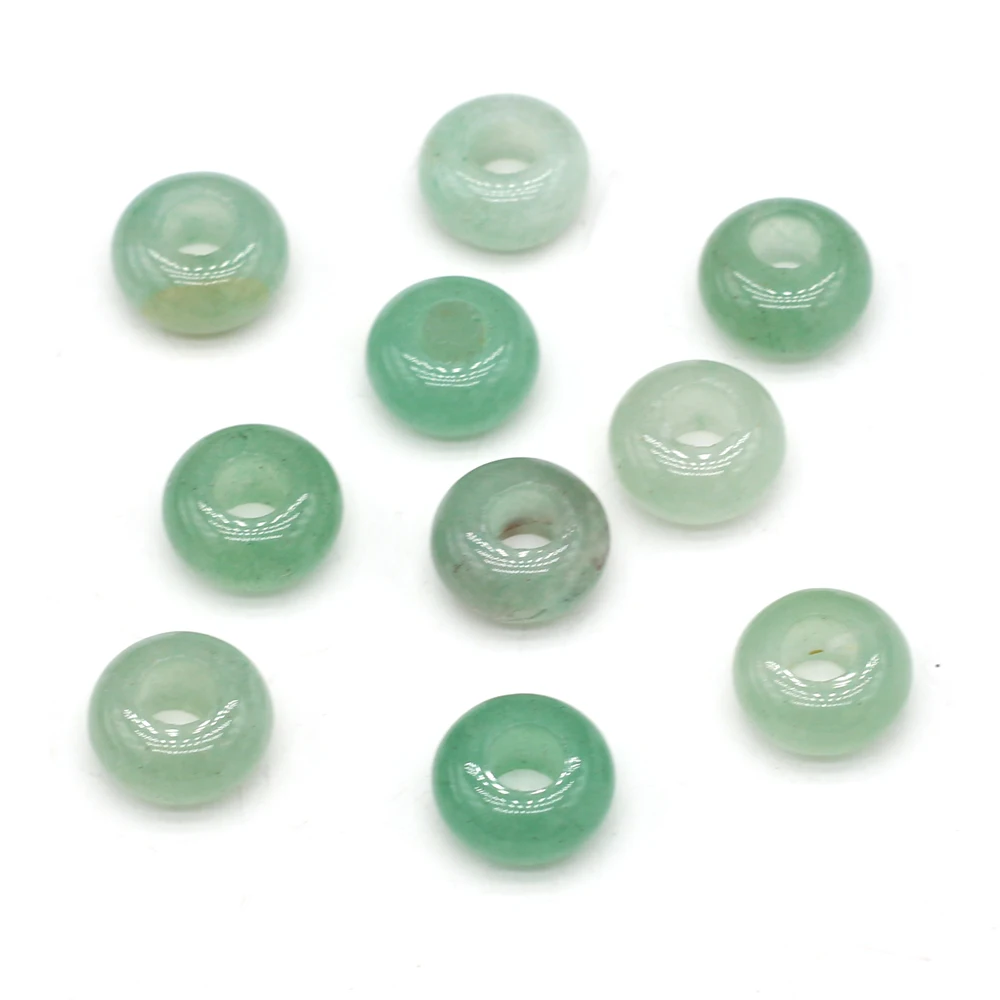 10pc natural gem rosa quartzo turquesa jade ábaco grande buraco grânulo para jóias makingdiy pulseira colar accessorie charme presente