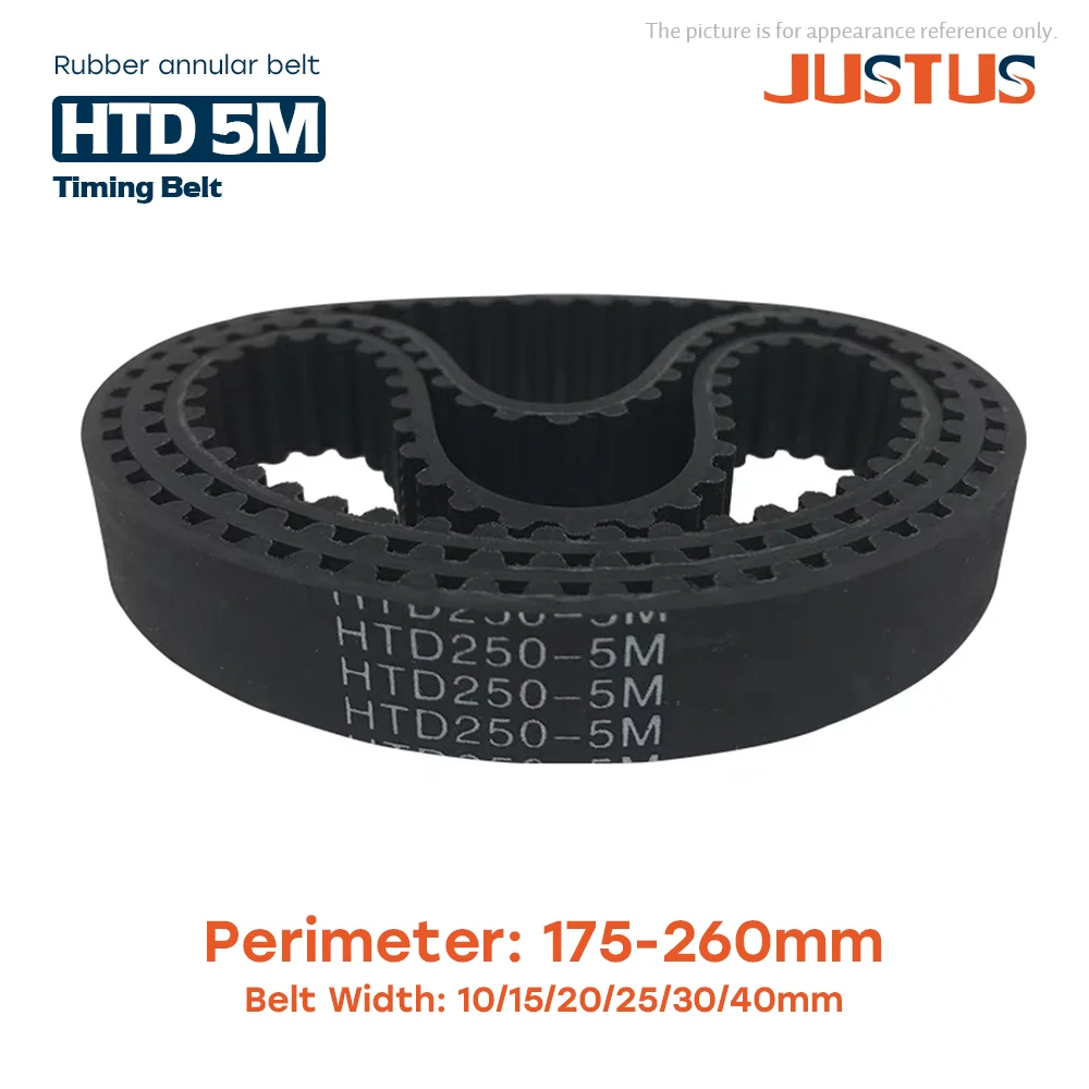 HTD 5M High-Quality Rubber Timing Belt Perimeter 175/180/185/200/205/215/220/225/230/240/245/255/260mm Width 10/15/20/25/30/40mm