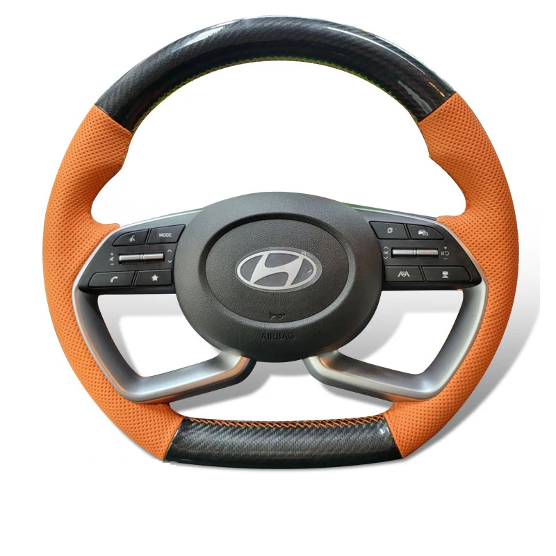 

DIY Hand Stitch Leather Car Steering Wheel Cover for Hyundai Tucson Avante CN7 I20 Santa Cruz Soft Anti-Slip Custom Fit