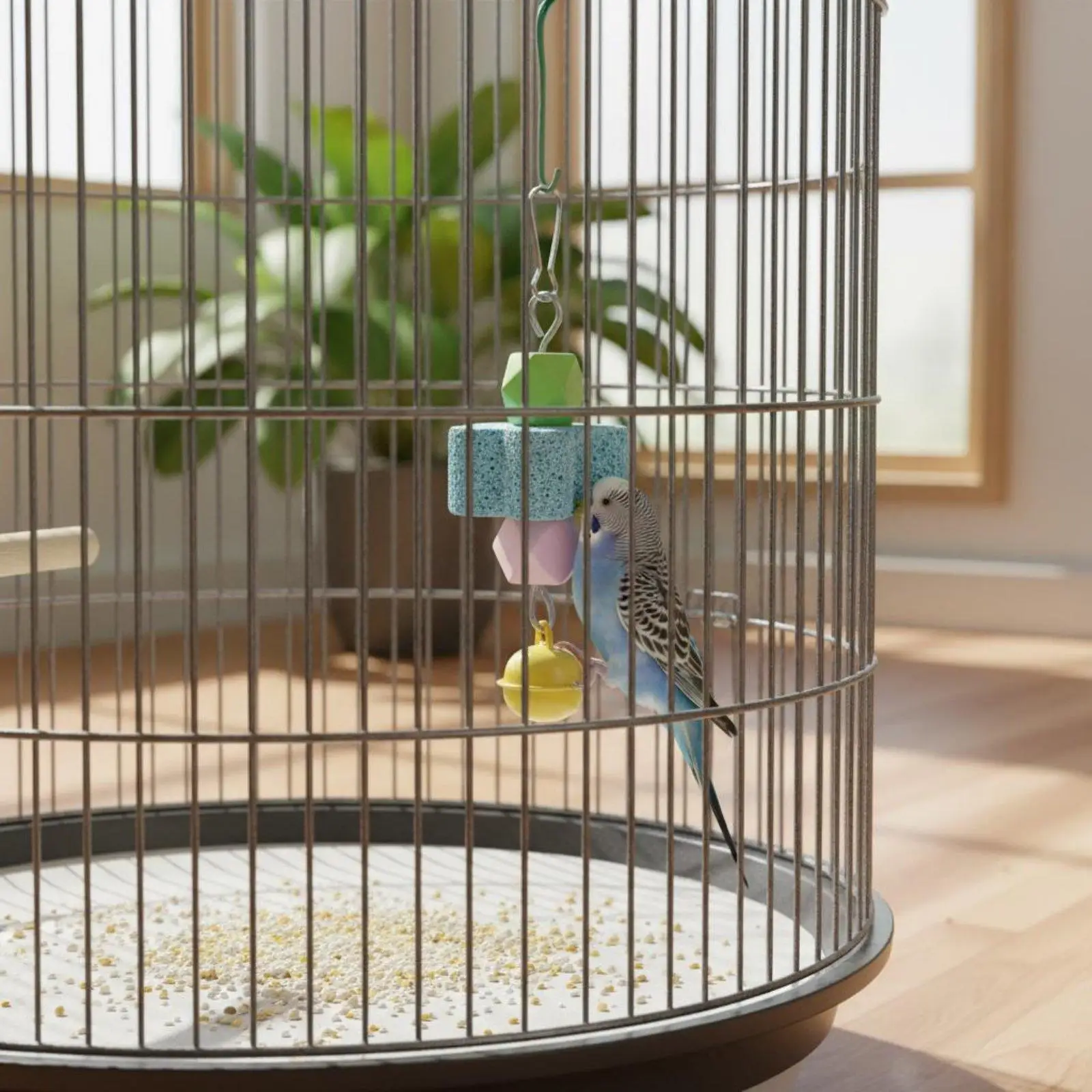 Hanging Mineral Chewing String Volcanic Stone Parrot Toy for Cage Beak Grinding Chew Enrichment Interactive Bird Accessory for