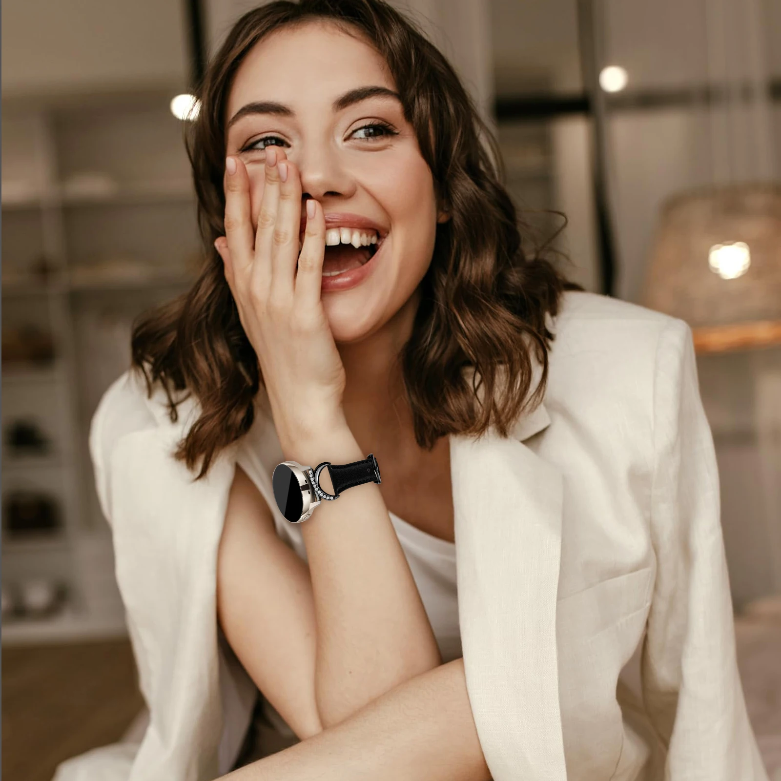 حزام جلدي مناسب لساعة Samsung Galaxy Watch 7/6/5/4/FE/40mm/44mm/43mm/47mm/45mm، حزام جلدي رفيع للغاية 20 مم. #3