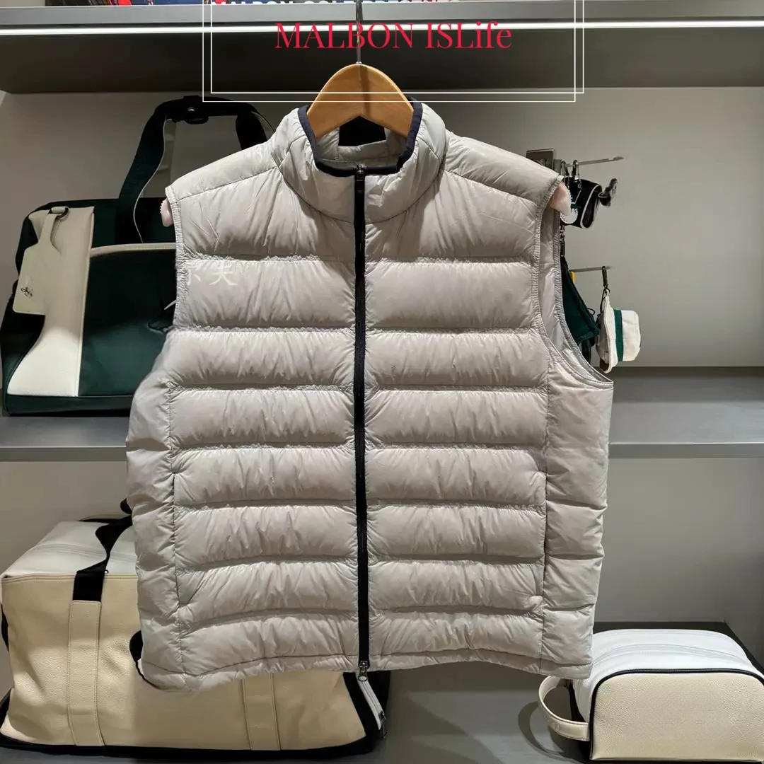 2025 winter Korean golf wear men's down cotton stand collar vest light fashion warm coat