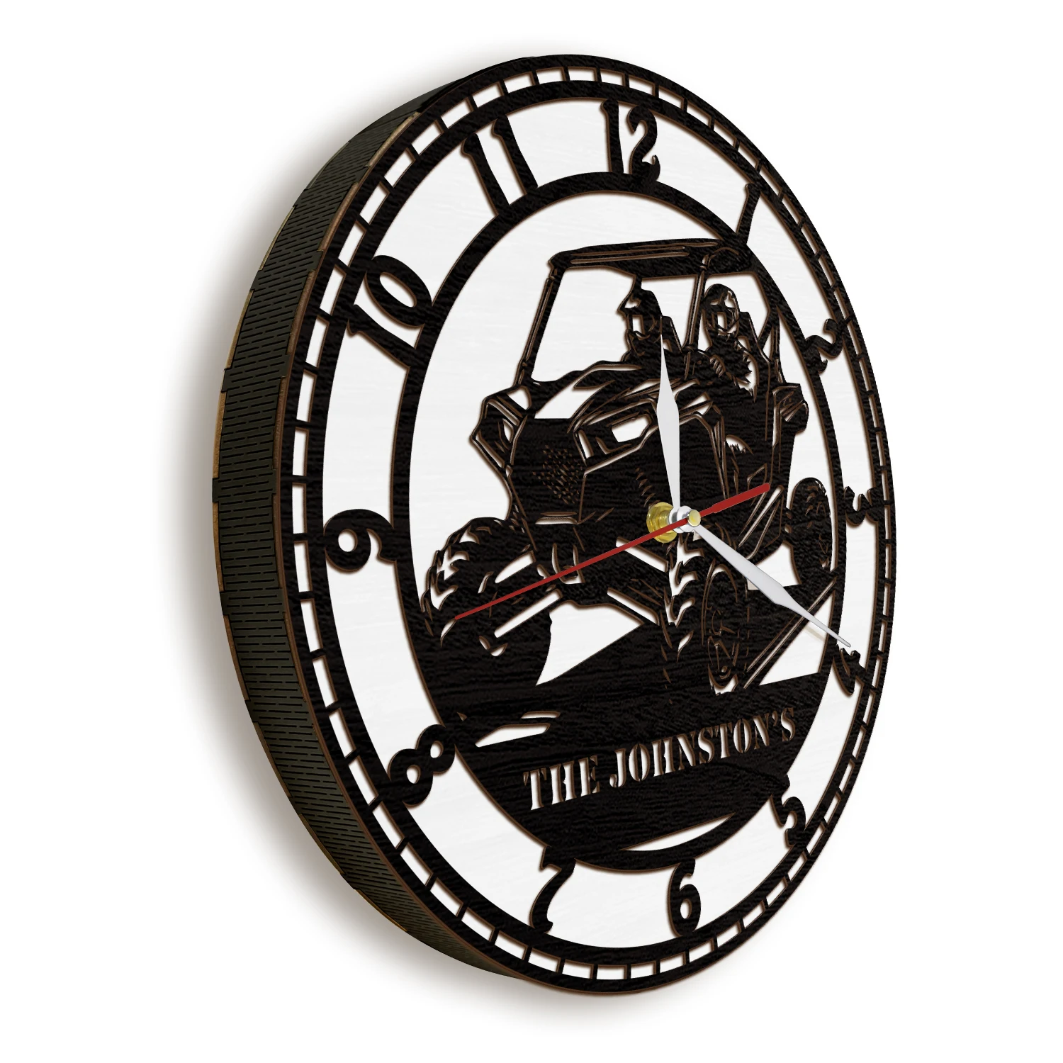 Custom Name UTV Off Road Vehicle LED Light Wall Clock For Man Cave Garage Decor Side by Side Buggy Silhouette Wooden Wall Clock