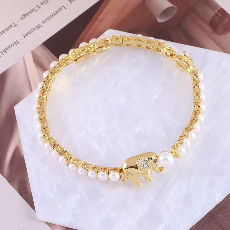 KS European and American New Unique and Exquisite Cute Little Mouse Single Row Pearl Elegant Temperament Bracelet