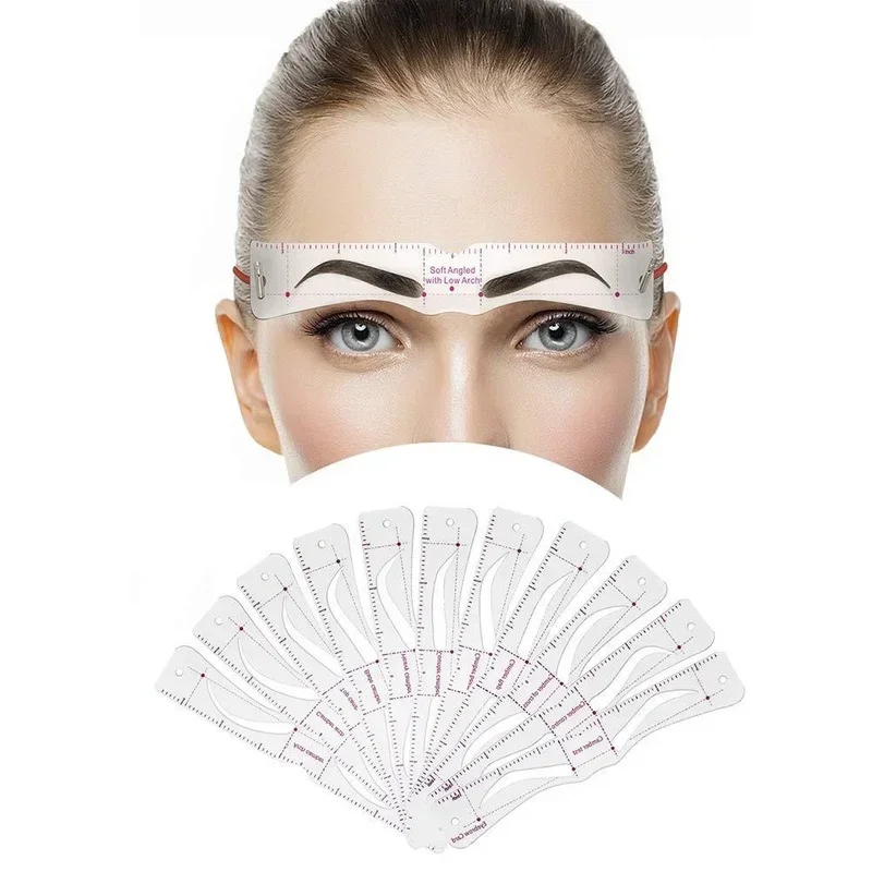 EyeblogugShaper réutilisable, 12 ensembles, règle souple, définition des sourcils, carte de timbre, règle souple, galets saillants, outil de maquillage