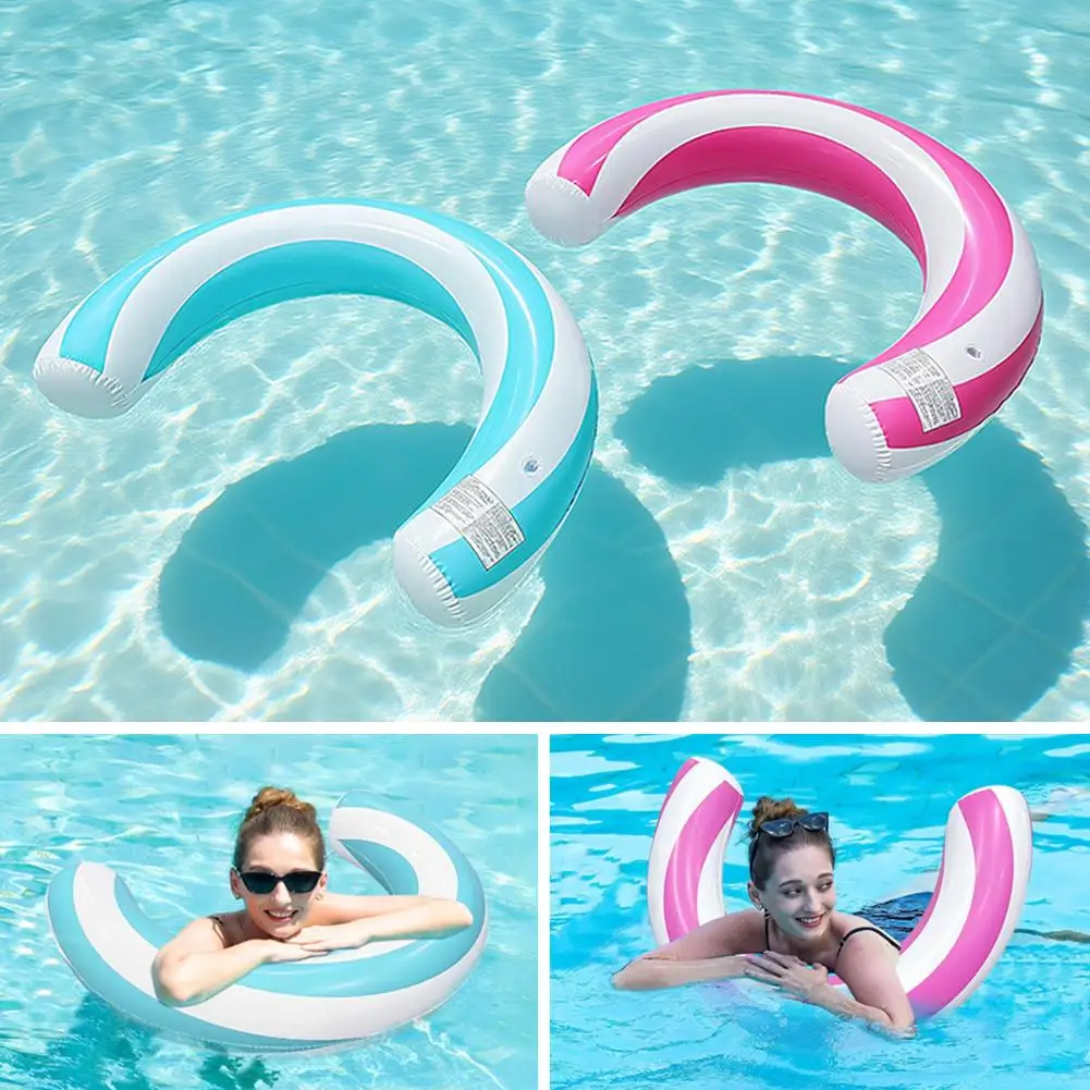 1pc PVC Inflatable U-Shaped Pool Noodle Float, Striped Water Buoyancy Stick, Portable Swimming Pool Floating Raft for Adults