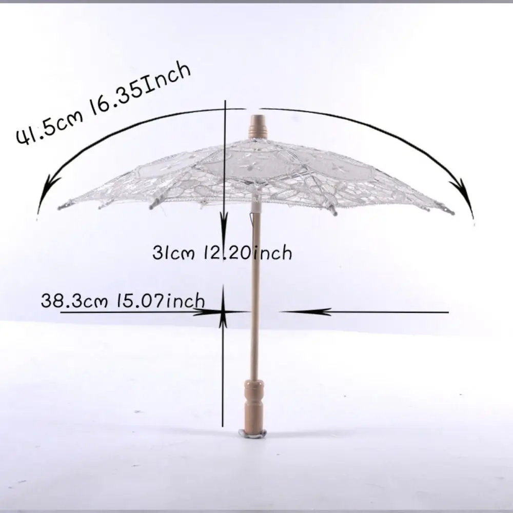 Vintage 26/31/43/53cm Lace Parasol Umbrella Embroidery Cotton Lace Flower Girl Umbrella Kids Sun Umbrella Bride Wedding Gift view 3