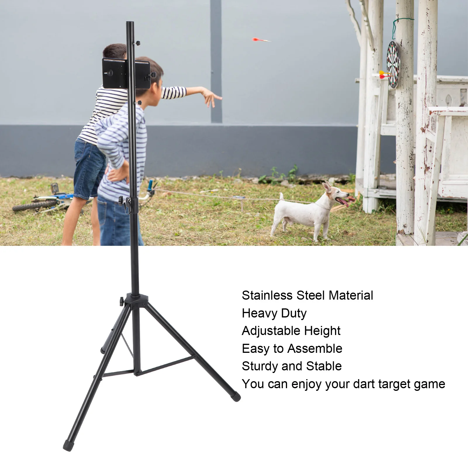 Dartboard Tripod Stand Heavy Duty Adjustable Height Stainless Steel Easy Assembly Dartboard Stand Adjustable Height Dartboard St