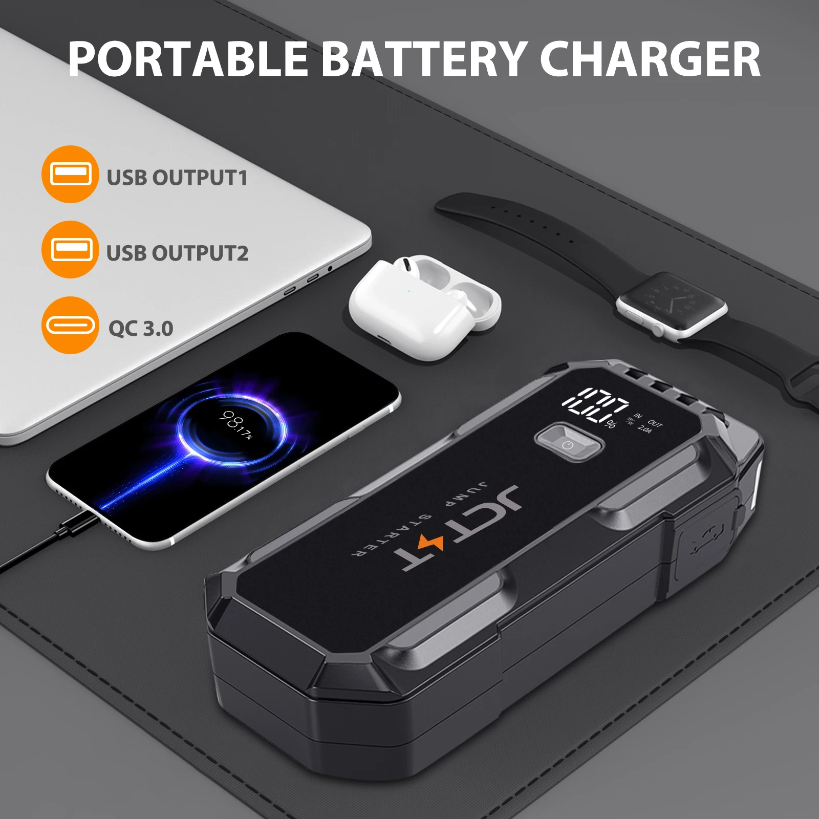 Car Jump Starter Power 12V Portable Battery Charger Automatic Emergency Booster Start Equipment