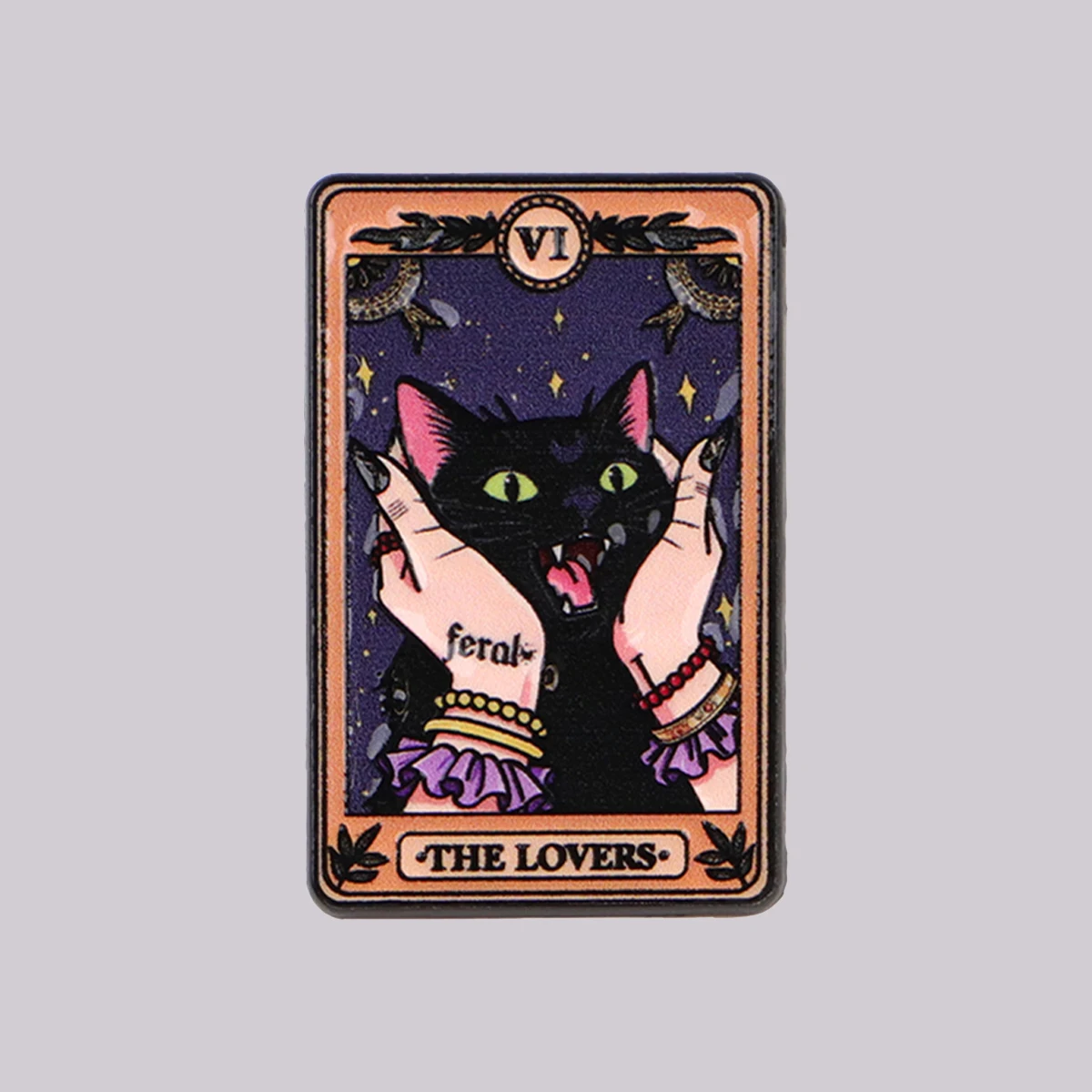 THE LOVERS Tarot Enamel Pin Black Cat Brooch Pines Lapel Pins Badge on Backpack Clothing Accessories Witch Jewelry Friends Gifts
