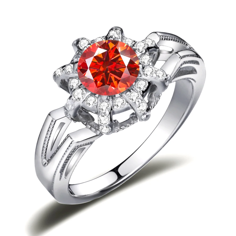 Luomansi 100%-S925 Sterling Silver 1CT D Moissanite Diamond Crown Ring Super Flash Wedding Party Memorial Woman Jewelry