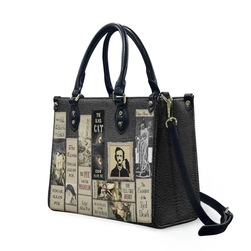 Leather Handbags for Literary Enthusiasts Edgar Allan Poe Cross for Female Eastern Star Lady Casual Totes Bag Bolsas Femininas