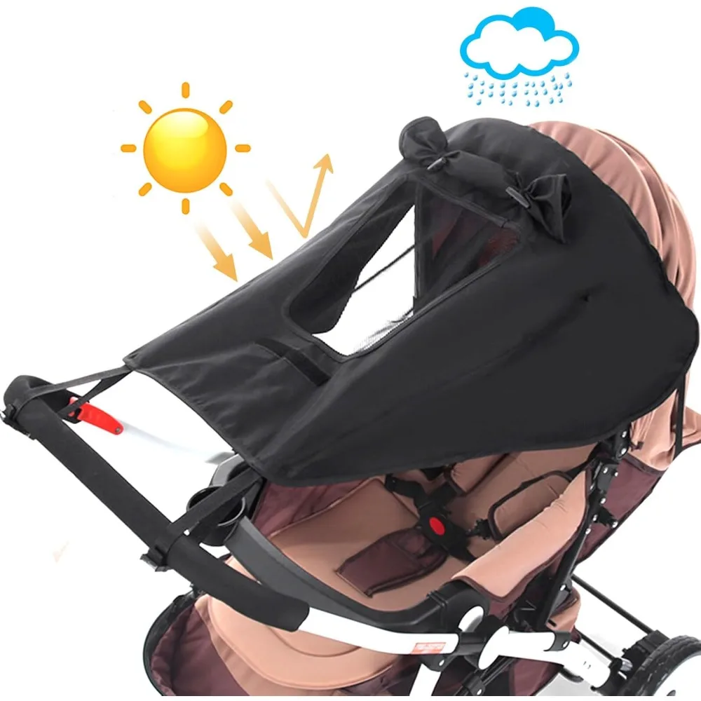Baby Stroller Universal UPF 50+ Sun Protector Shade Blackout Cover Pushchair Shield Canopy Pram Rain Sunshade with Mesh Window