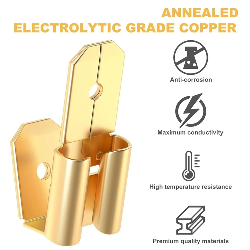 Dual Male Piggyback Spade Connectors, 3 Way Electrical Female Male Spade Crimp Terminals Assortment Kit