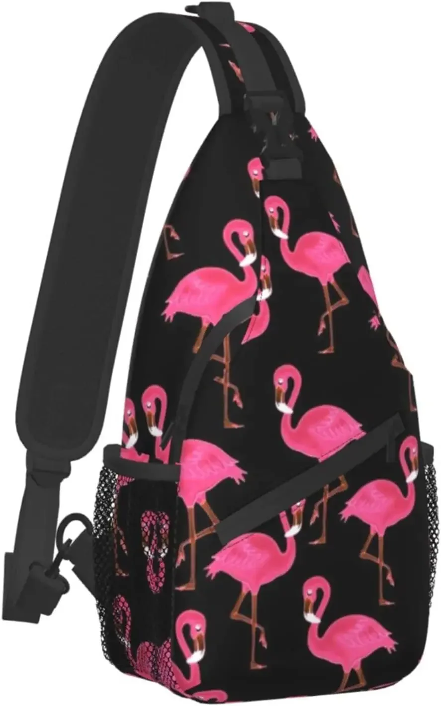 Sling Bag Lovely Pink Flamingos Shoulder Backpack Chest Pack Causal Crossbody Daypack For Women Men