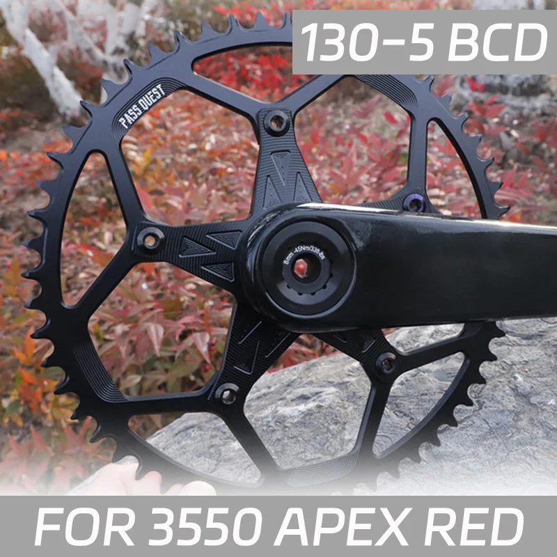 

Звездочка 130 BCD на 5 болтов для SRAM 3550 Apex Red Crown, 40, 42, 44, 46, 48, 50, 52, 54, 56, 58 зубьев, одинарная, 1x, 54T, 56T, 58T