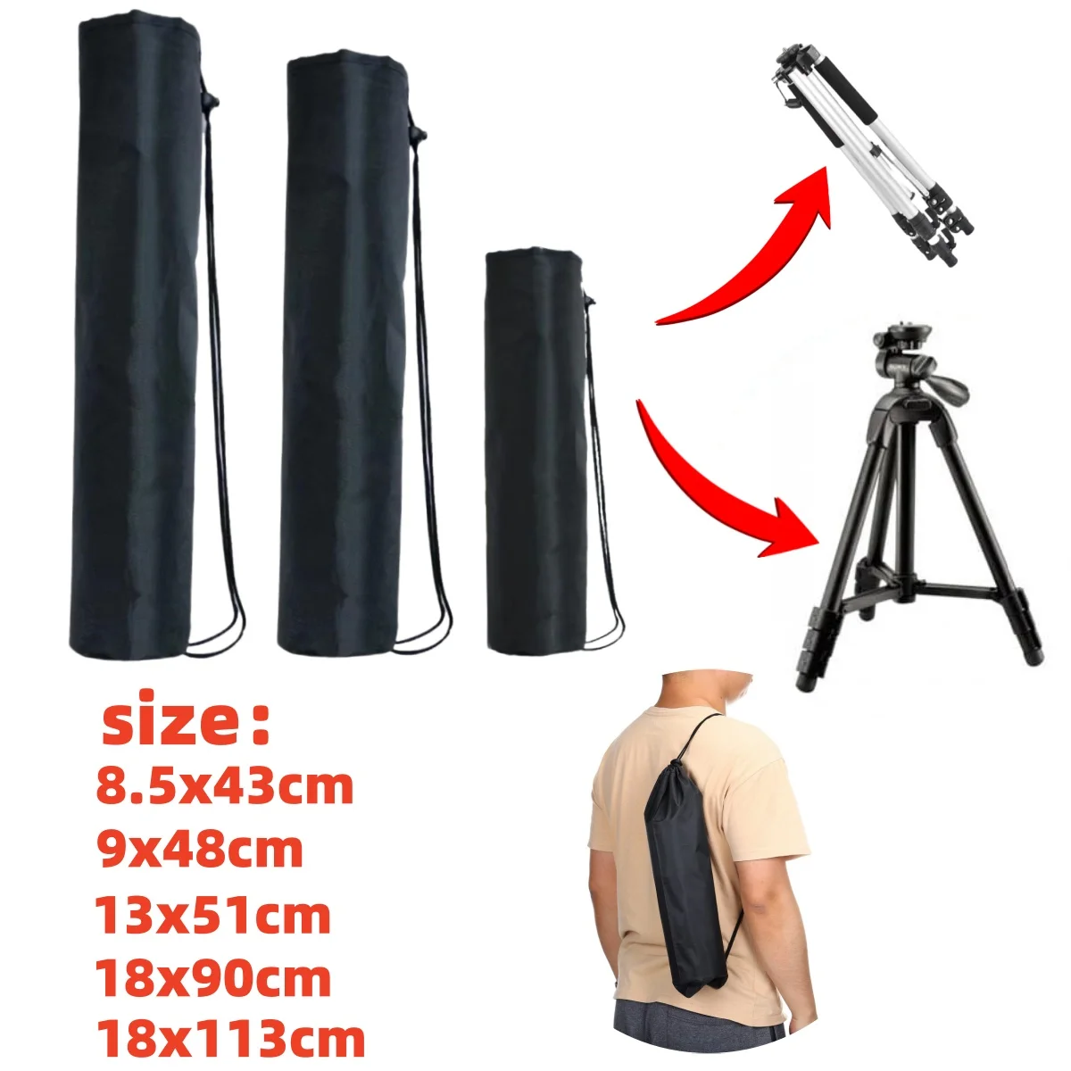 Portable Tripod Carrying Case Hand Bag/Tripod Storage Bag w/Drawstring/for Standing tripod Microphone Stands Storage(43-113cm)