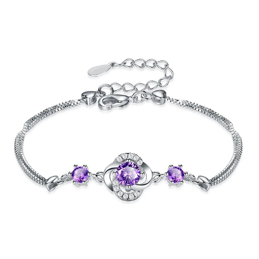 Браслет из стерлингового серебра 925, четыре листа клевера, цветок, браслет, женская мода, простой ювелирный подарок на день рождения, свадьбу, годовщину