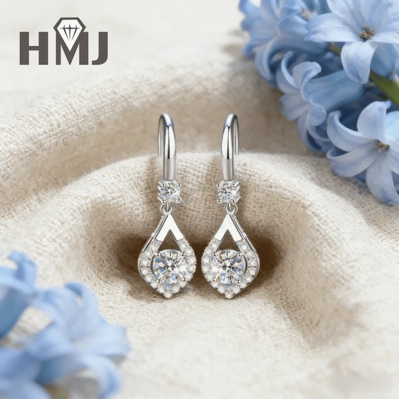 Total 2CT Moissanite Bulb Stud Earrings Round Sparkling D Color VVS1 With GRA S925 Silver Plated Fashion Jewelry for Women
