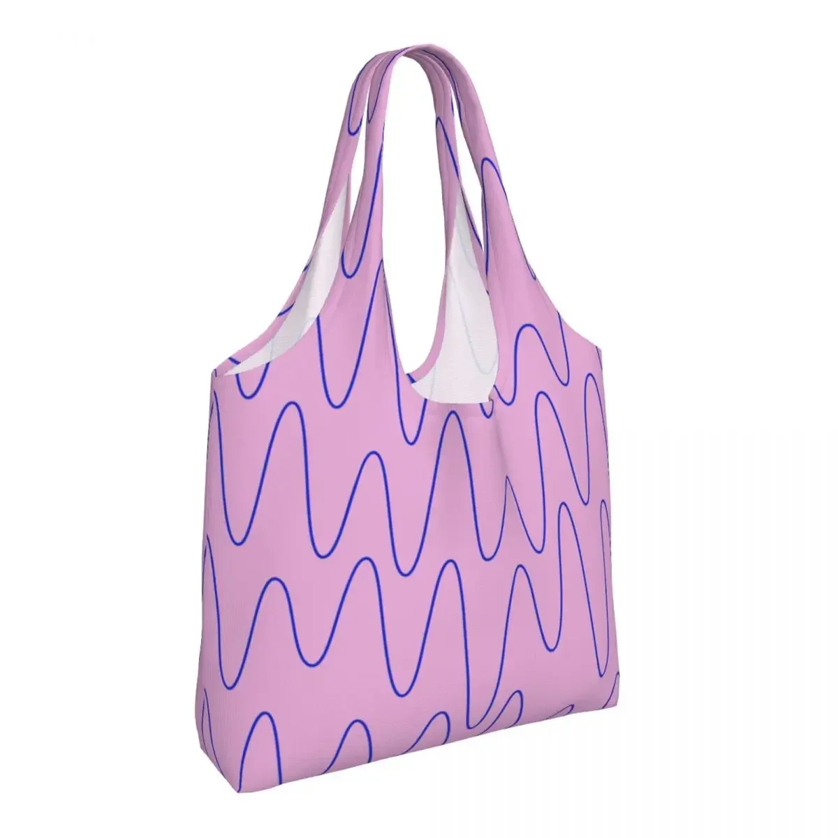 Custom Sound Waves Pink Flamingo Shopping Tote Bag Street Mmural Art Eldridge Groceries Canvas Shopper Shoulder Bags Handbags