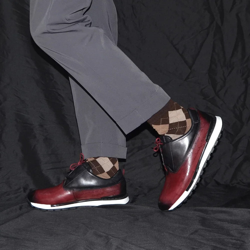 Luxury Brand Design Mens Casual Sneakers Genuine Leather Lace-up Oxford Shoes Engraving Letters Pattern Social Travel Shoes Man