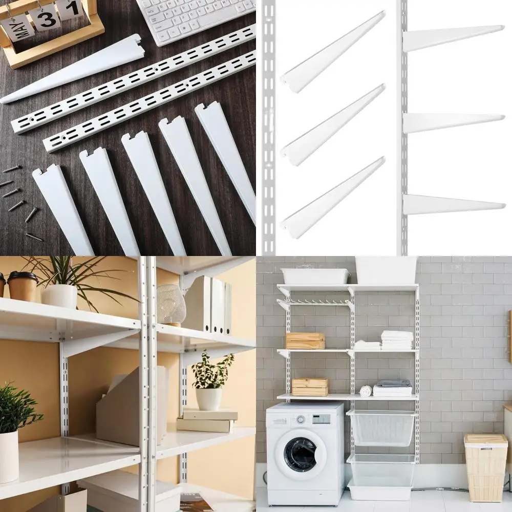 

2-Piece Twin Rail 25 Wall Shelving System with 6 Adjustable 11.5 Brackets, Heavy-Duty Metal Storage for Kitchen, Closet, Home (W