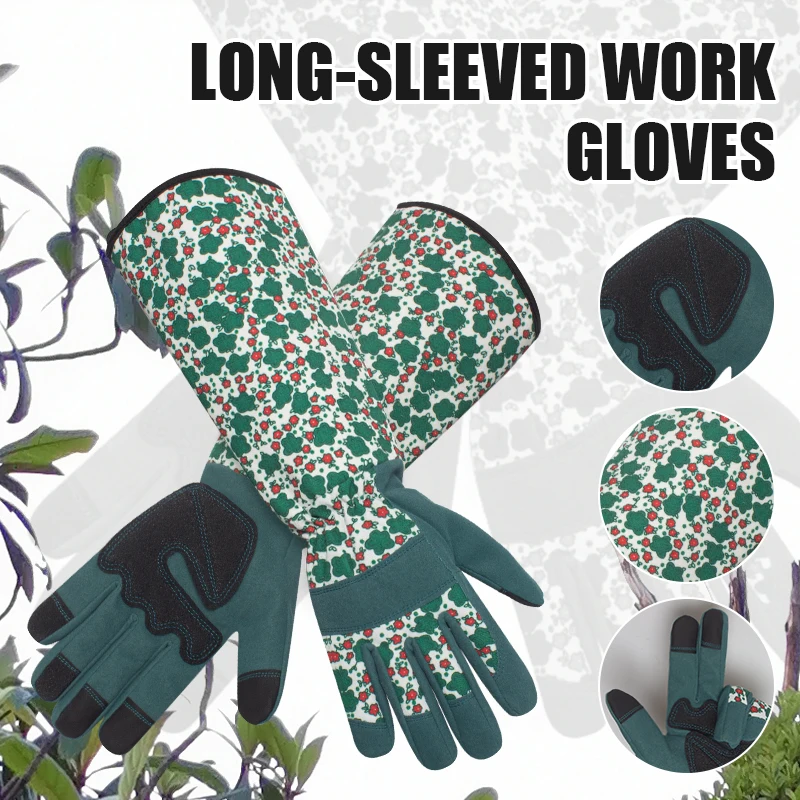 1 Pair Long Gardening Gloves Thorn Resistant Garden Gloves Rose Pruning Yard Work Gloves Touch Screen Breathable Work Gloves