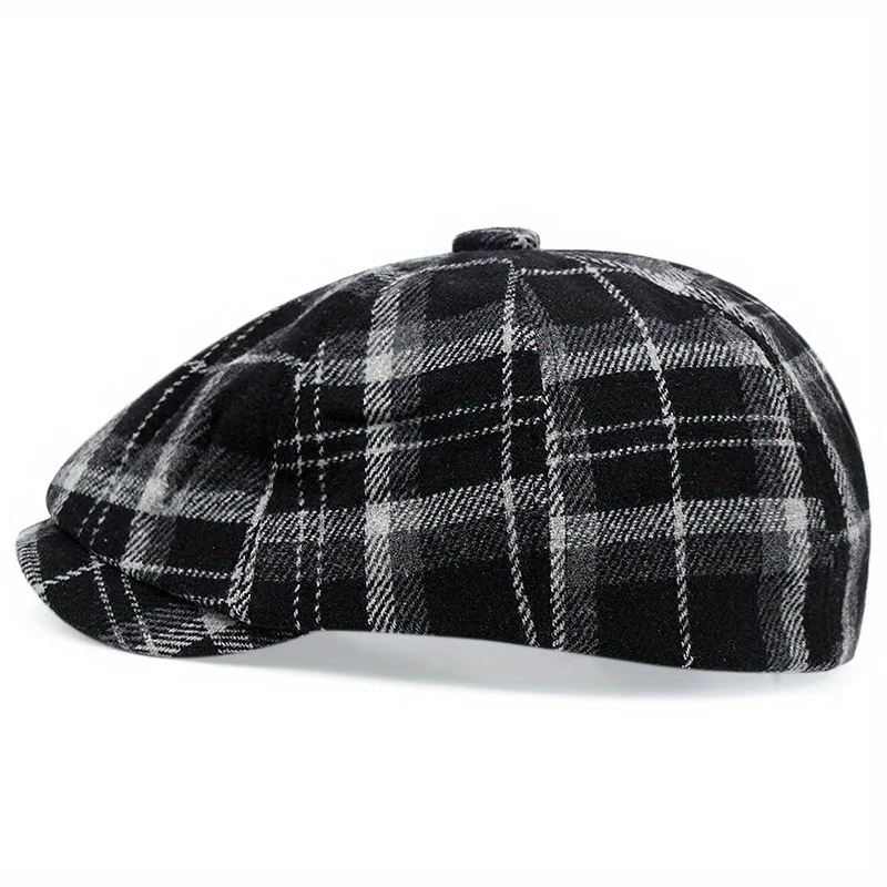 Adults Retro Tweed Dad Hat Plaid Newsboy Caps Men Octagonal Hats British Painters Hats Herringbone Flat Hip Hop Berets gorras 4