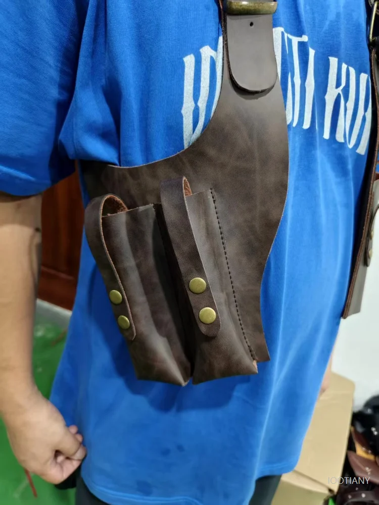 Neue Retro Viking Umhängetasche Pistole Lagerung Tasche Mittelalterlichen männer Halloween Rolle Spielen Zubehör Einstellbare Tragbare Brust Taschen
