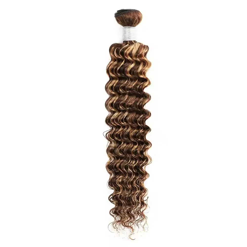 Mechones de ondas profundas de 14-30 pulgadas P4/27 extensiones destacadas extensiones de pelo ondulado brasileño 100% peluca de cabello humano brasileño para mujeres