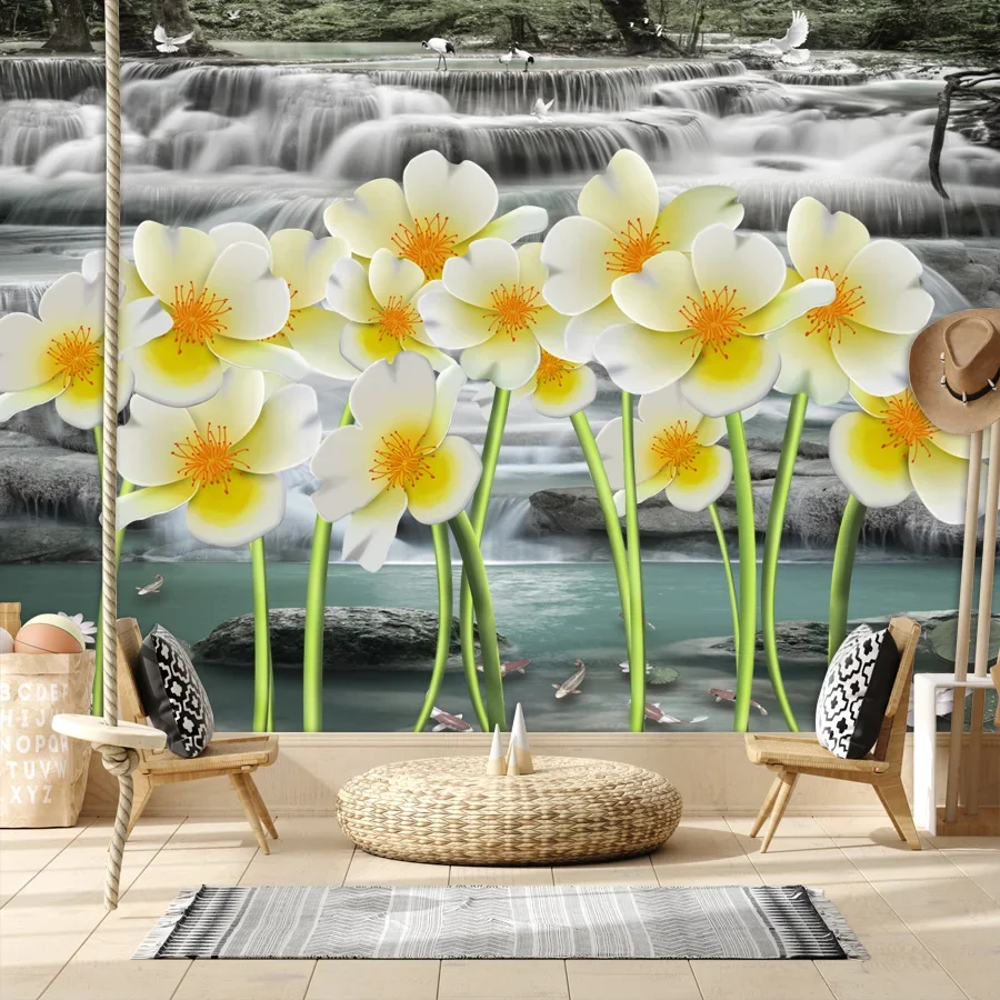 Custom Contact Paper Wall Papers Home Decor Peel and Stick Wallpaper for Living Room Decoration Floral TV Background Wall Design