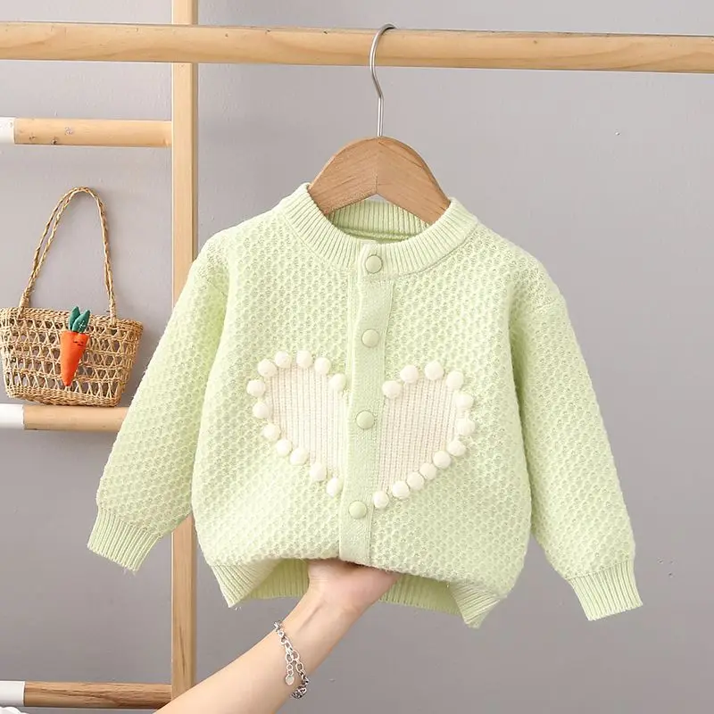 Children\'s Sweater Knitted Coat 2023 Spring and Autumn Girl Baby Princess Cardigan Korean Outerwear Woolen Top