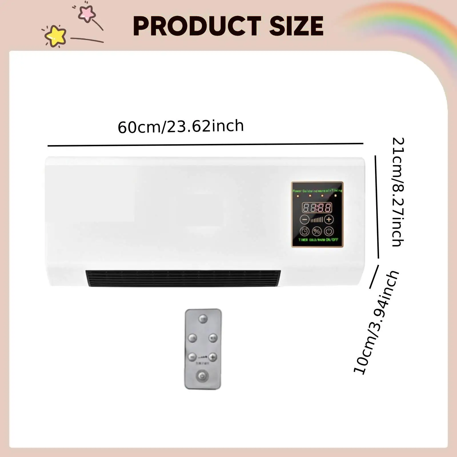 Electric Wall Heater Space Heater Portable Mini Split Air Conditioner for Bathroom RV