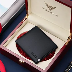 Men's Genuine Leather Short Wallet 2024 Fashion Simple Light Luxury Youth Coin Purse as a Birthday Gift for Boyfriend WILLIAMPOL