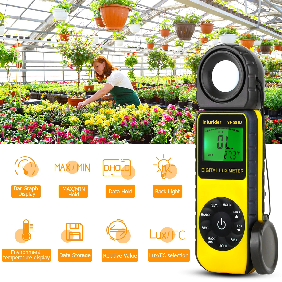 

Digital Illuminance - 0.1~400,000 Lux Range Light Meter, Foot Candle Tester for Photography, LED Grow Lights, Aquarium, Indoor