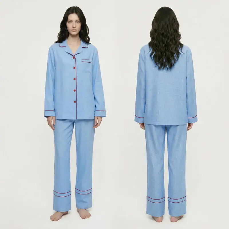 Women Pajamas Suit Long Sleeve Shirt Pants 2Pcs Lapel Sleepwear Button-Down Nightgown Home Clothes Spring Summer New Nightwear