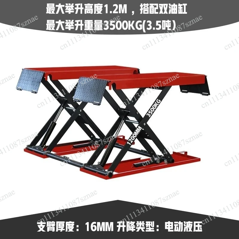 Heavy Duty 4.5ft Mid Rise Scissor Lift with 4 Hydraulic Cylinders, Ultra Low Profile Auto Lift and Reinforced Steel Arms