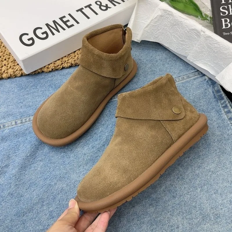Women Ankle Snow Boots Suede Casual Cozy Walking Warm Shoes Woman 2024 Autumn Winter Fashion Flat Boots Zapatillas Mujer