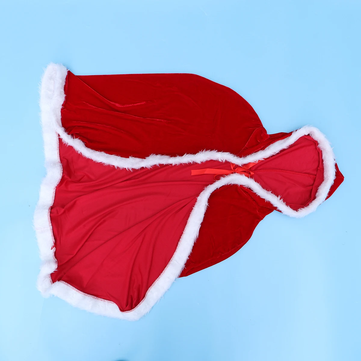 

Red Christmas Cape Xmas Cloak Hooded Cosplay Costume Warm Party Robe Premium Corduroy Fabric White Trim Family Gift Size