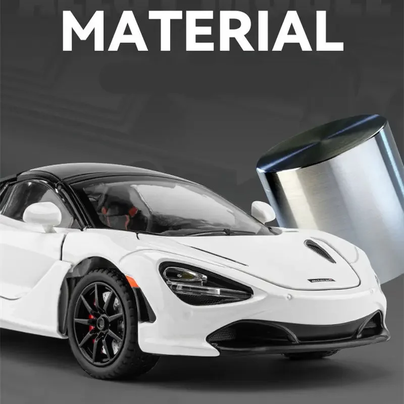 1:24 McLaren 720S Alloy Racing Car Model Diecast Metal Sports Car Model Simulation Sound And Light Collection Childrens Toy Gift