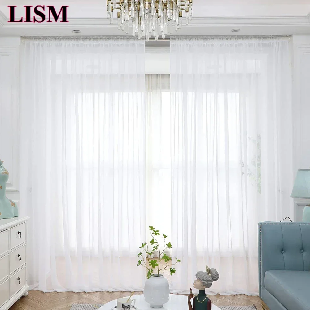 1PC White Yarn Curtain Window Tulle Curtains for Living Room Kitchen Bedroom Modern Window Treatments Voile Custom Cortain shade