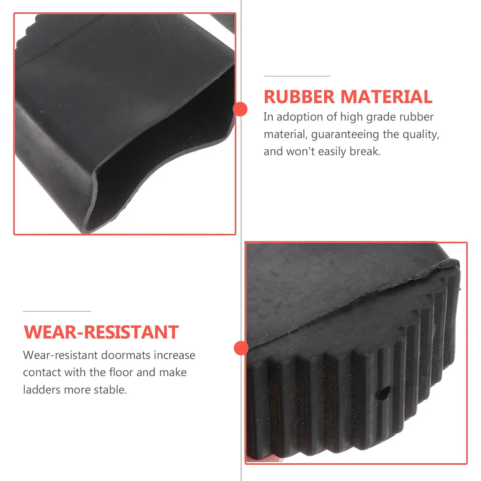 2 Pcs Ladder Feet Rubber Covers Non-slip Square Foot Pads 2x4cm Black Protective Caps for Metal Stairs Thick Wear-resistant image 5