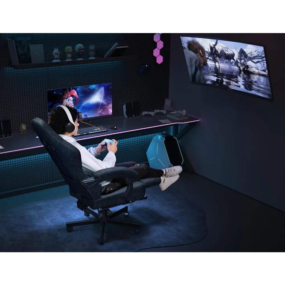 

Breathable leather gaming chair with pocket spring pad, ergonomic office chair with headrests, computer games