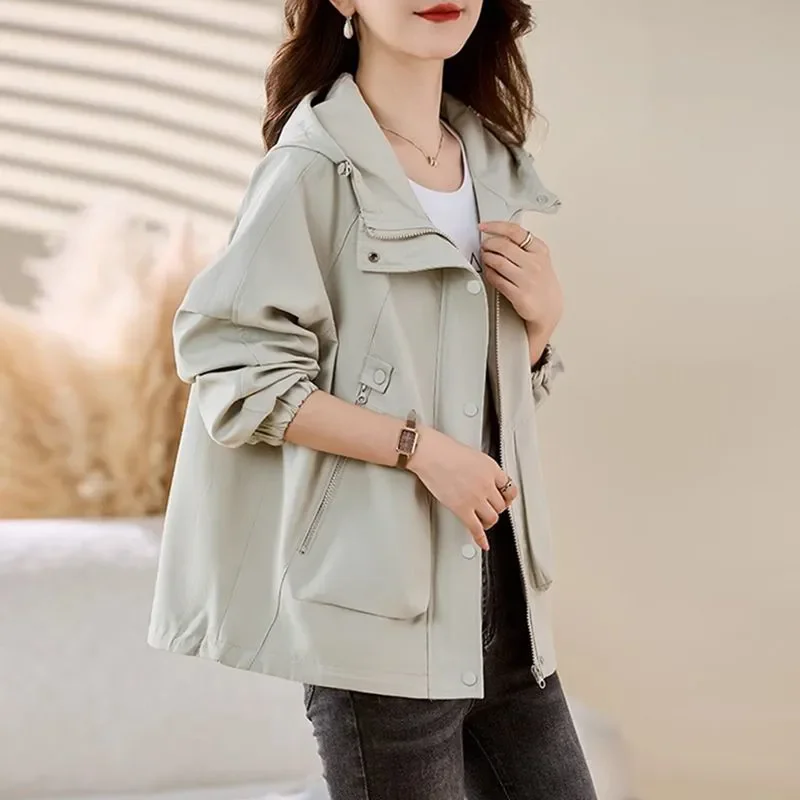 

Spring 2026 Casual Loose Short Jacket New Style Windbreaker Outerwear Full Sleeve Length Women's Fashion Outer Layer