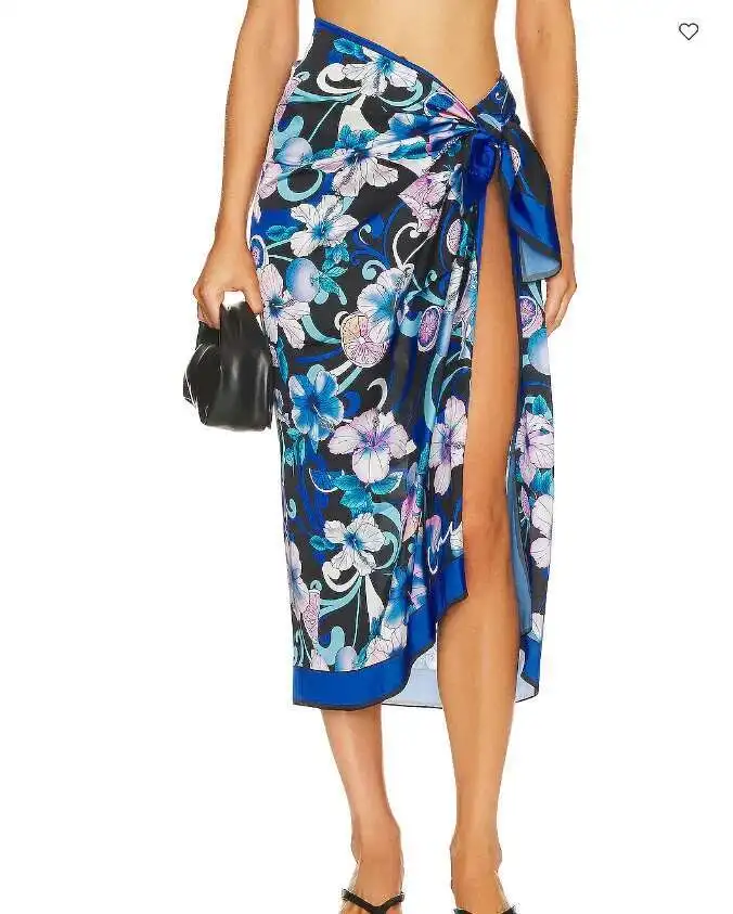 2025 Nuovo prodotto Gonna avvolgente stampata in cotone Bikini da donna Costume da bagno da spiaggia Grembiule Sarong