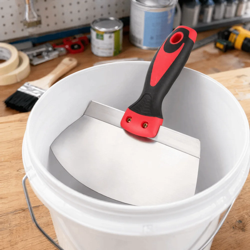 Rustproof Stainless Steel Multipurpose Scraper Contoured Blade Soft-Grip Handle Plaster Scooping Tool Bucket Scoop Tool