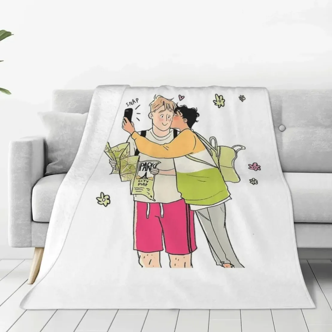 Heartstopper Blankets,Heartstopper Nick Charlie Blankets Fleece Flannel Throw Blanket Cover for Bed Living room Picnic Travel