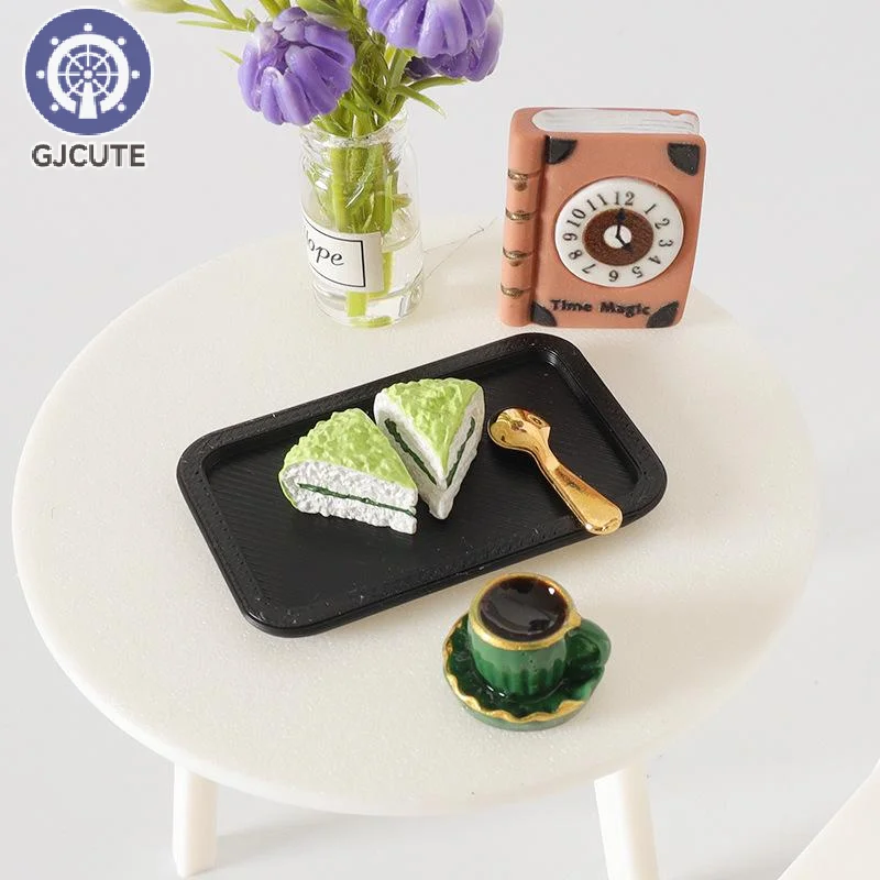Decoración de escena de té de la tarde, casa de muñecas en miniatura, bandeja de café Dim Sum, juego de cocina, Mini comida para muñeca Blyth, accesorios de juguete, 5 uds.